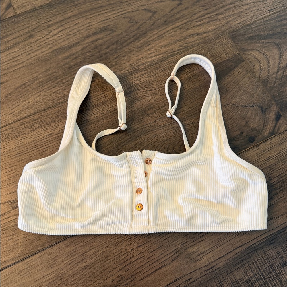Frankie's Bikinis Cream Ribbed Bikini Top